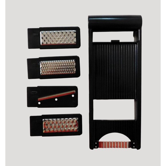 Mandoline Vegetable Grater Slicer 4 Interchangeable Blades Black Plastic Frame - Picture 2 of 4